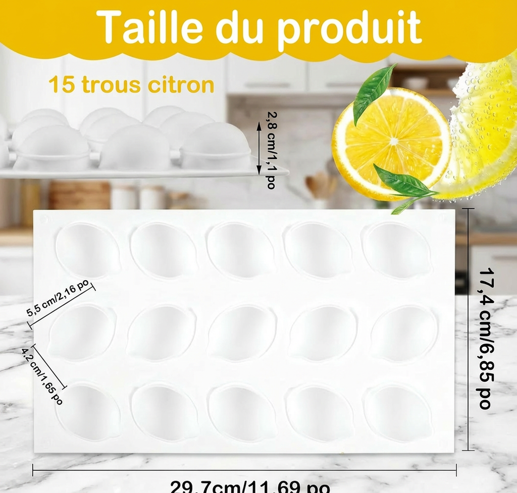 قالب سيليكون ليمون 15 فتحة - قالب حلويات "ترومب لوي" احترافي Trompe l'oeil Citron